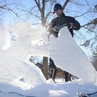Chris Loughry, with Ice People, carves an ice sculpture at Heritage Park in Bridgenorth on Wednesday (Jan. 28). Several sculptures are on display in Bridgenorth, Ennismore and Lakefield for PolarFest being held this weekend.
Lance Anderson/This Week